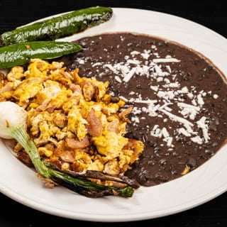 Plate Ham, Eggs, Mexican Chorizo & Beans